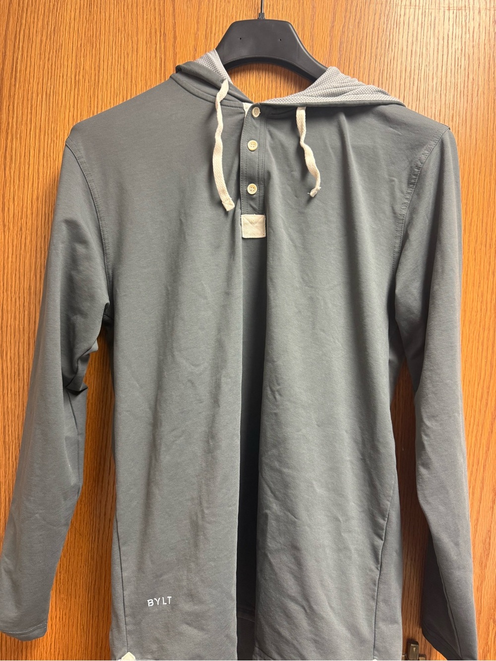 BYLT Basics Men's Slate Gray Hooded Long Sleeve Shirt